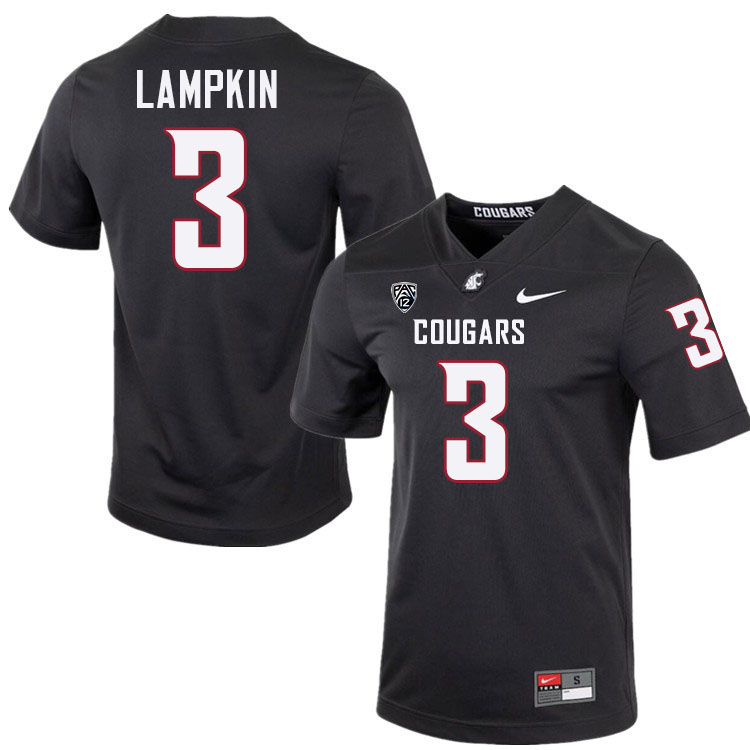 Cam Lampkin WSU Cougars Jersey.Washington State Cougars #3 Cam Lampkin Jersey Youth-Charcoal